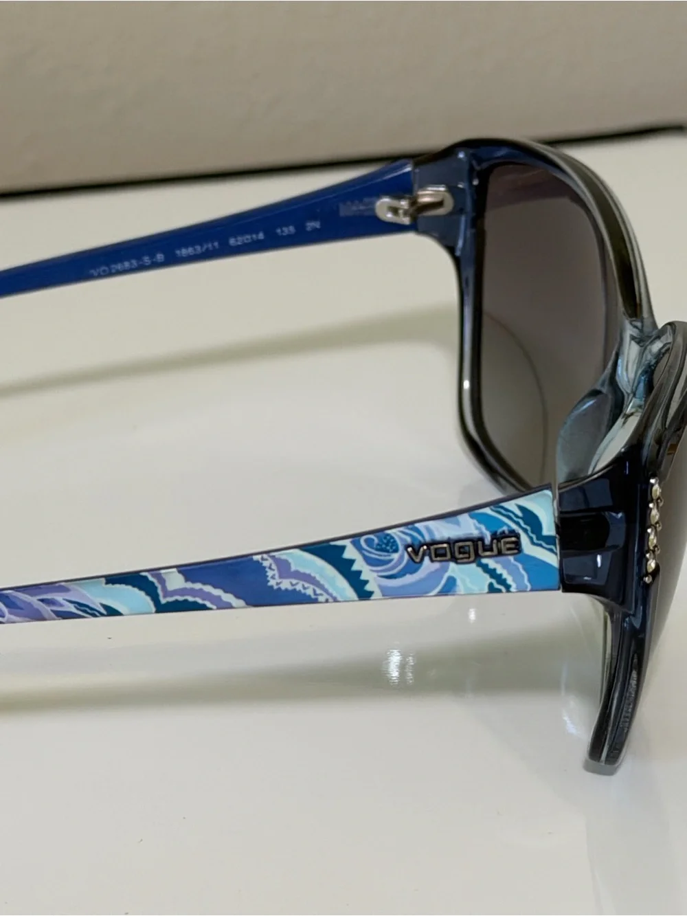 Vogue Women's Cat-Eye Sunglasses in Blue with Gray Gradient Lenses